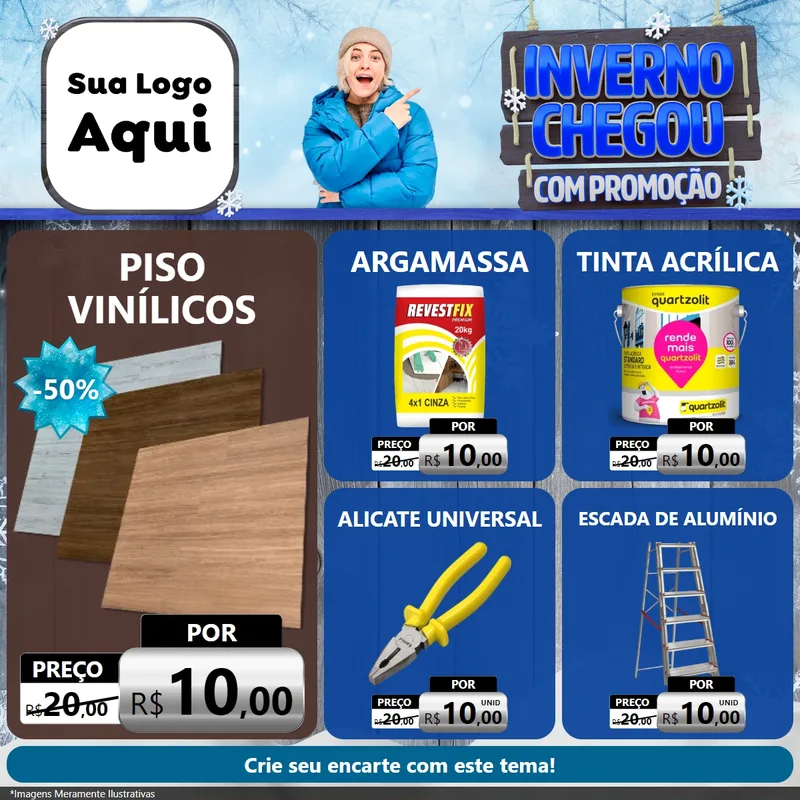 Modelo de Rede Social para Feed Facebook com o tema Inverno Chegou Com Promoção para Material para Construção