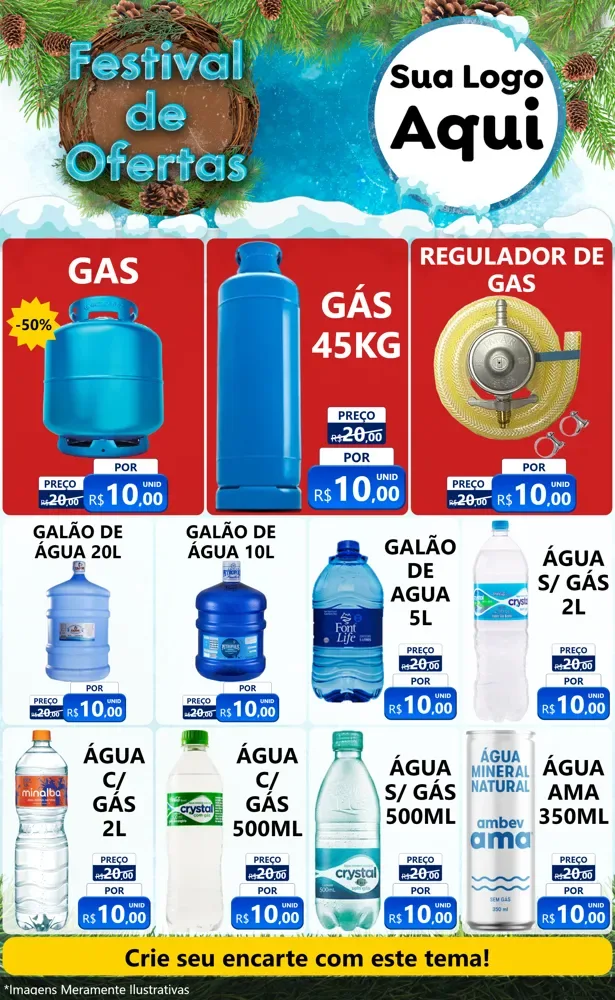 Modelo de Encarte para Encarte Grande com o tema Festival de Ofertas - Inverno para Água e gás