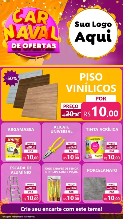 Modelo de Rede Social para Stories com o tema Carnaval de Ofertas para Material para Construção