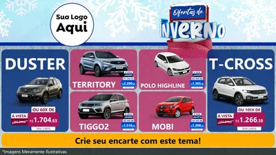 Modelo de TV para TV Horizontal com o tema Ofertas de Inverno para Concessionaria de Carros