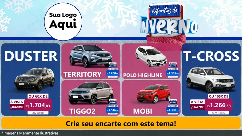 Modelo de TV para TV Horizontal com o tema Ofertas de Inverno para Concessionaria de Carros