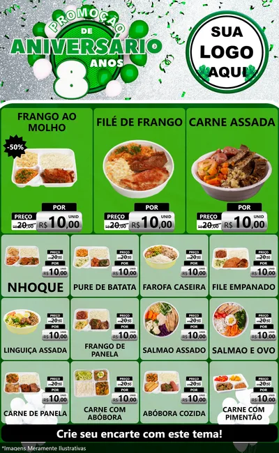 Modelo de Encarte para Encarte Grande com o tema Promoção de Aniversário - 8 Anos para Restaurante