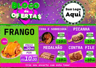 Modelo de Encarte para Encarte A4 Horizontal com o tema Bloco de Ofertas para Assados