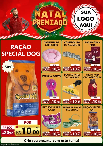 Modelo de Encarte para Encarte A4 Vertical com o tema Natal Premiado para Pet Shop