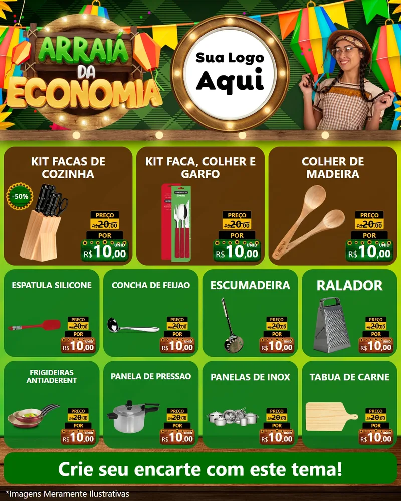 Modelo de Rede Social para Feed Instagram com o tema Arraiá de Economia para Utilidades Domésticas