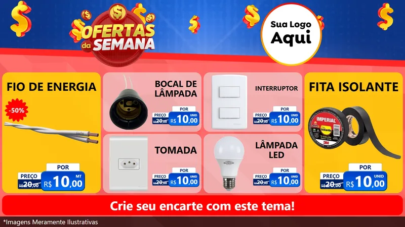 Modelo de TV para TV Horizontal com o tema Ofertas Da Semana para Materiais Elétricos