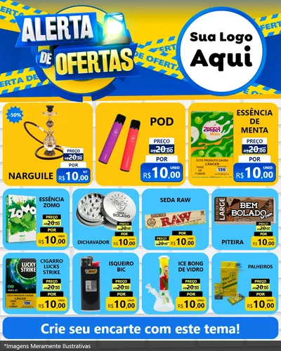 Modelo de Rede Social para Feed Instagram com o tema Alerta de Ofertas para Tabacaria