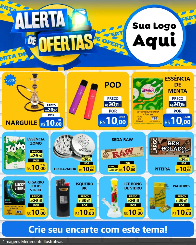 Modelo de Rede Social para Feed Instagram com o tema Alerta de Ofertas para Tabacaria
