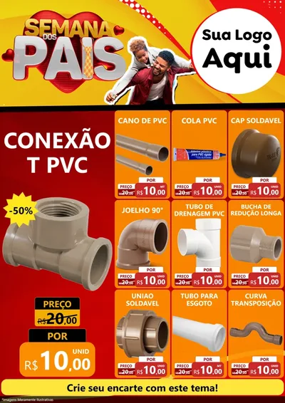 Modelo de Encarte para Encarte A4 Vertical com o tema Semana Dos Pais para Tubos e conexões