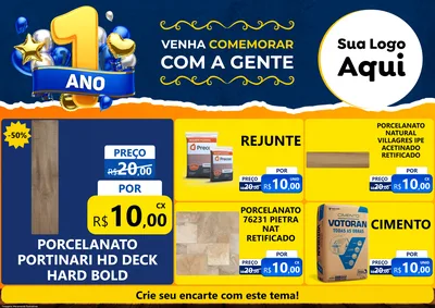 Modelo de Encarte para Encarte A4 Horizontal com o tema Um Ano de Aniversário para Pisos e revestimentos