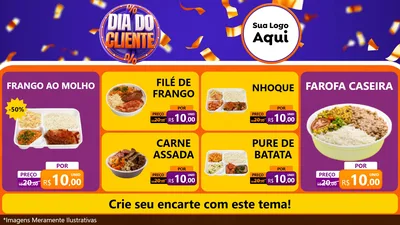 Modelo de TV para TV Horizontal com o tema Dia do Cliente para Restaurante