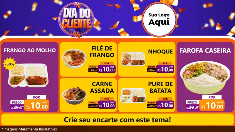 Modelo de TV para TV Horizontal com o tema Dia do Cliente para Restaurante