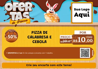 Modelo de Cartaz para Cartaz A4 Horizontal com o tema Ofertas de Páscoa para Pizzaria