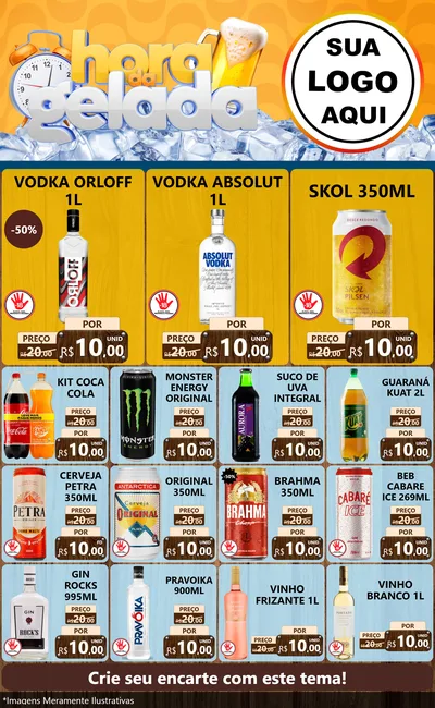 Modelo de Encarte para Encarte Grande com o tema Hora da Gelada para Distribuidora de bebidas