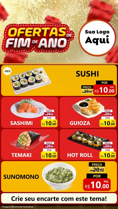 Modelo de TV para TV Vertical com o tema Ofertas de Fim de Ano para Comida japonesa