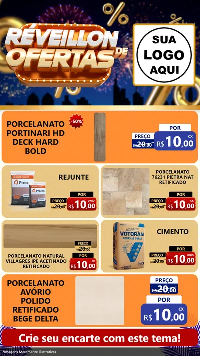 Modelo de TV para TV Vertical com o tema Réveillon de Ofertas para Pisos e revestimentos