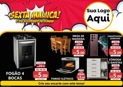 Modelo de Encarte para Encarte A4 Horizontal com o tema Sexta Maluca! para Móveis e Eletro