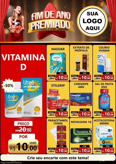 Modelo de Encarte para Encarte A4 Vertical com o tema Fim de Ano Premiado para Farmácia