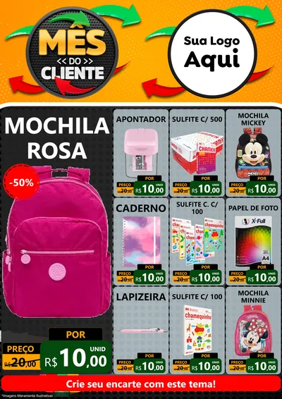 Modelo de Encarte para Encarte A4 Vertical com o tema Mês do Cliente para Papelaria