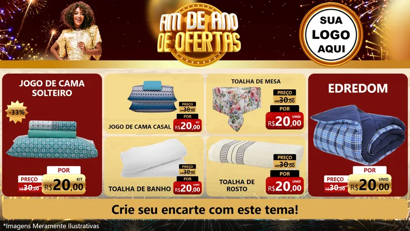 Modelo de TV para TV Horizontal com o tema Fim de Ano de Ofertas para Cama, Mesa e Banho