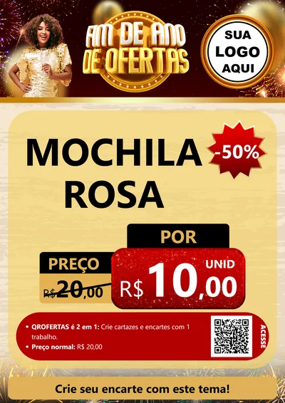 Modelo de Cartaz para Cartaz A4 Vertical com o tema Fim de Ano de Ofertas para Papelaria