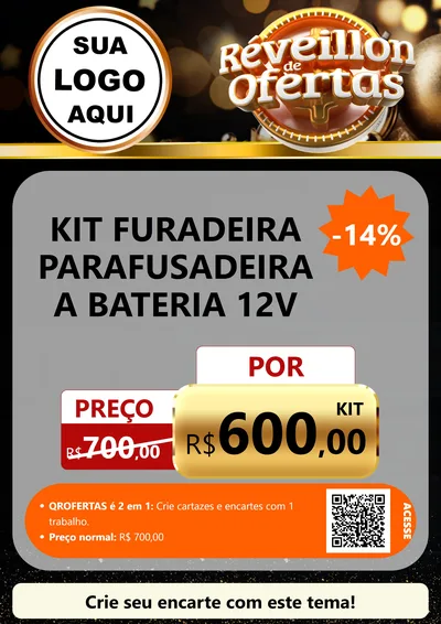 Modelo de Cartaz para Cartaz A4 Vertical com o tema Réveillon de Ofertas para Maquinas e Ferramentas