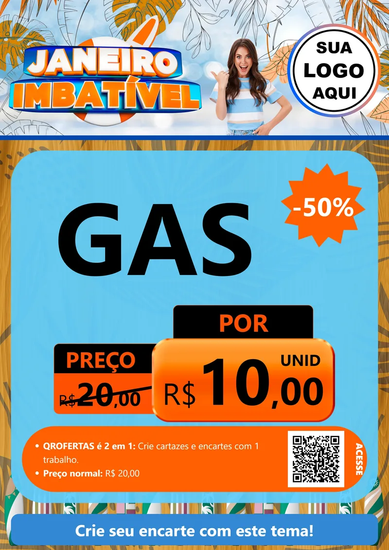 Modelo de Cartaz para Cartaz A4 Vertical com o tema Janeiro Imbatível para Água e gás