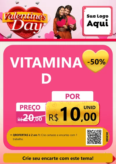 Modelo de Cartaz para Cartaz A4 Vertical com o tema Valentine's Day para Farmácia