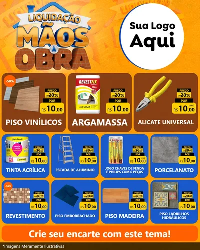 Modelo de Rede Social para Feed Instagram com o tema Liquidação Mãos à Obra para Material para Construção