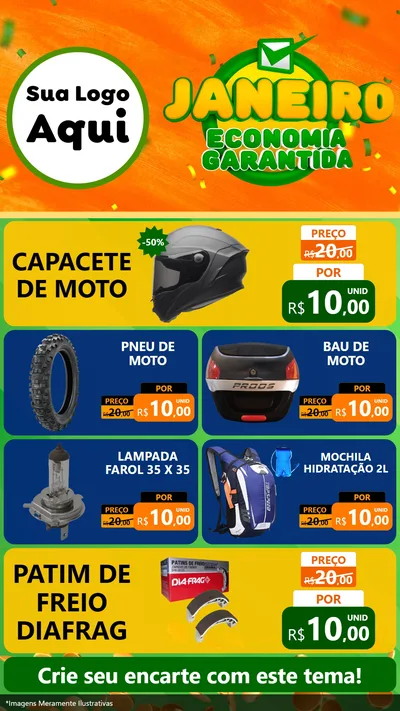 Modelo de TV para TV Vertical com o tema Janeiro - Economia Garantida para Moto peças