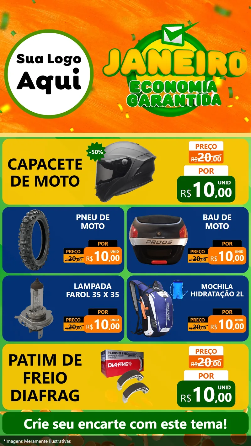 Modelo de TV para TV Vertical com o tema Janeiro - Economia Garantida para Moto peças