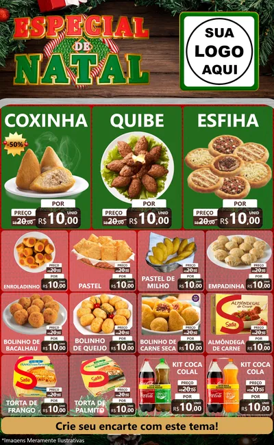 Modelo de Encarte para Encarte Grande com o tema Especial de Natal para Salgadaria