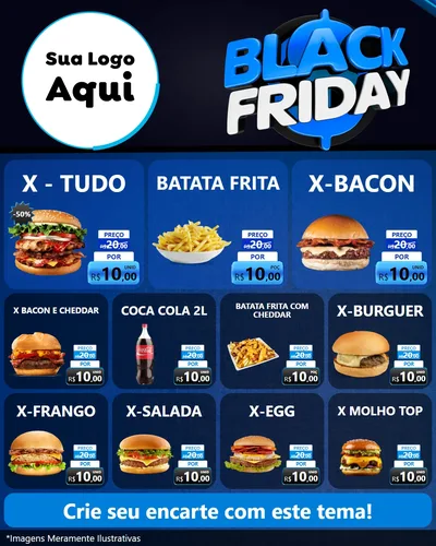 Modelo de Rede Social para Feed Instagram com o tema Black Friday para Hamburgueria