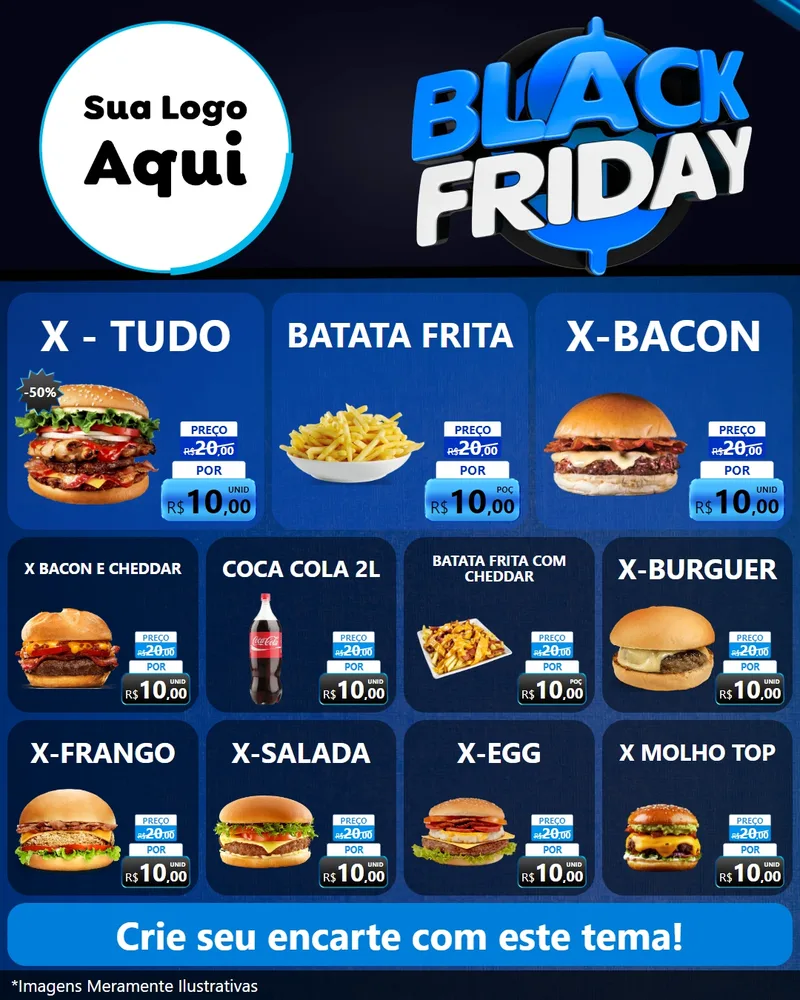 Modelo de Rede Social para Feed Instagram com o tema Black Friday para Hamburgueria