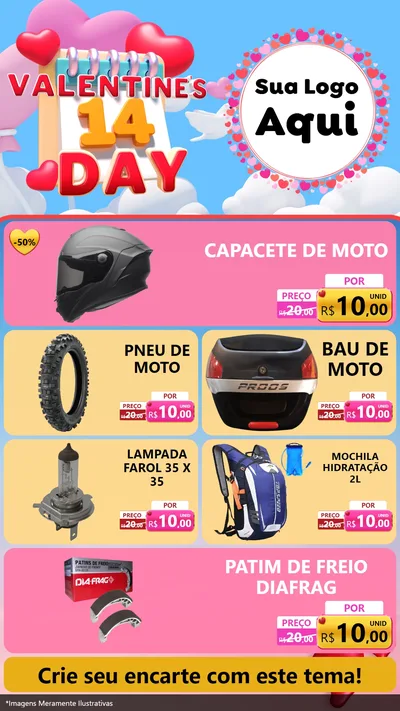 Modelo de TV para TV Vertical com o tema Valentine's Day para Moto peças