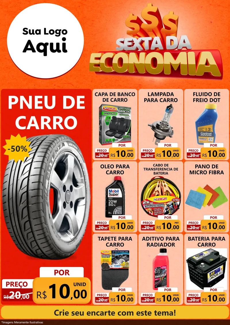 Modelo de Encarte para Encarte A4 Vertical com o tema Sexta da Economia para Auto peças