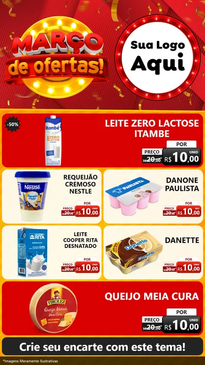 Modelo de TV para TV Vertical com o tema Março de Ofertas! para Frios e Laticínios