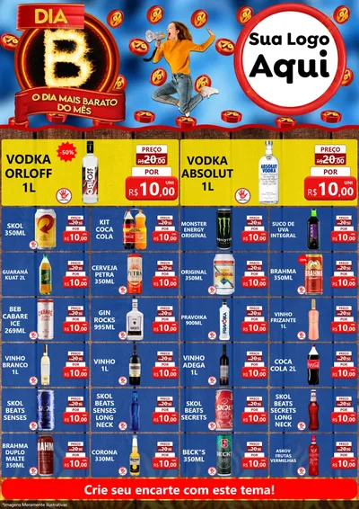 Modelo de Encarte para Encarte A4 Vertical com o tema Dia B - O Dia Mais Barato Do Mês para Distribuidora de bebidas