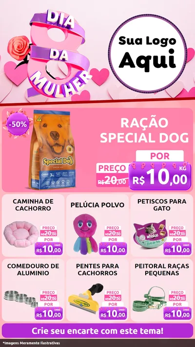 Modelo de Rede Social para Stories com o tema Dia da Mulher para Pet Shop