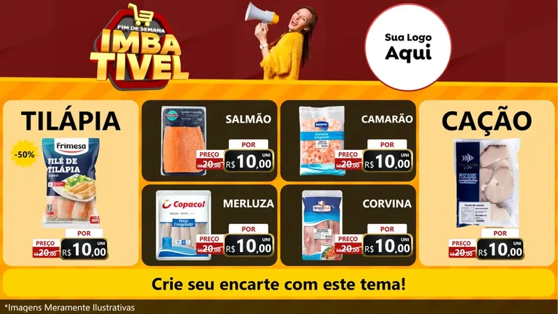 Modelo de TV para TV Horizontal com o tema Fim de Semana Imbatível para Peixaria
