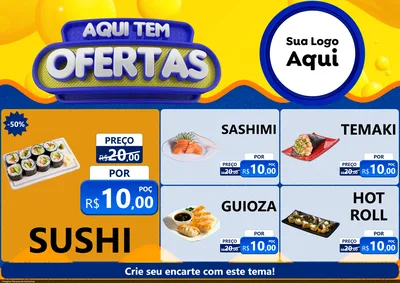 Modelo de Encarte para Encarte A4 Horizontal com o tema Aqui Tem Ofertas para Comida japonesa