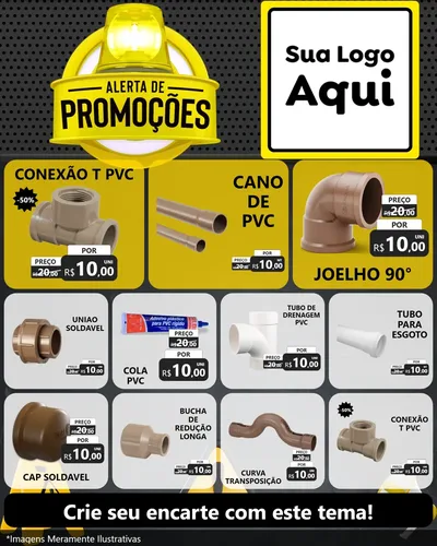 Modelo de Rede Social para Feed Instagram com o tema Alerta de Promoções para Tubos e conexões