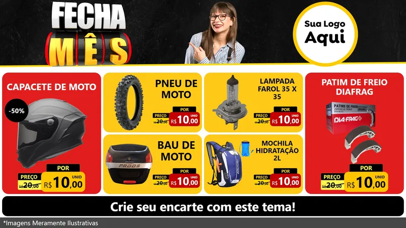 Modelo de TV para TV Horizontal com o tema Fecha Mês para Moto peças
