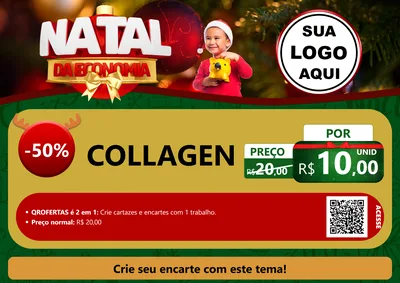 Modelo de Cartaz para Cartaz A4 Horizontal com o tema Natal da Economia para Suplementos alimentares