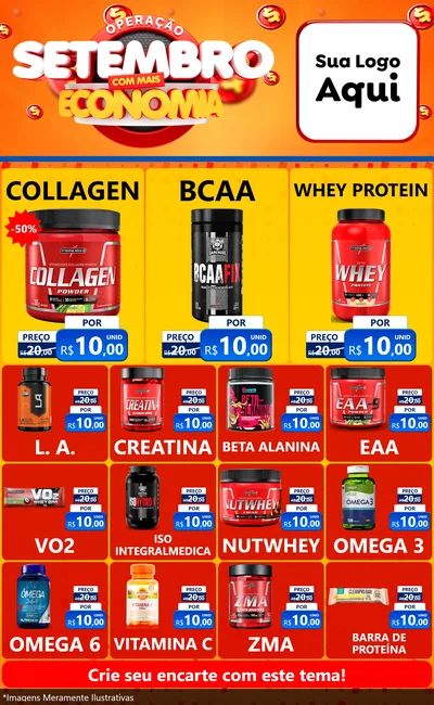 Modelo de Encarte para Encarte Grande com o tema Operação Setembro Com Muita Economia para Suplementos alimentares