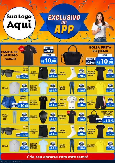 Modelo de Encarte para Encarte A4 Vertical com o tema Exclusivo do Aplicativo para Roupas e acessórios