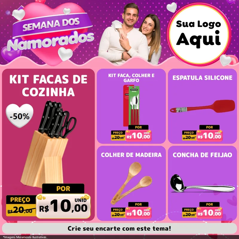 Modelo de Rede Social para Feed Facebook com o tema Semana dos Namorados para Utilidades Domésticas