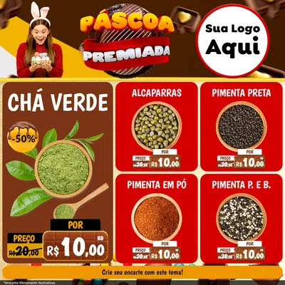 Modelo de Rede Social para Feed Facebook com o tema Páscoa Premiada para Produtos Naturais
