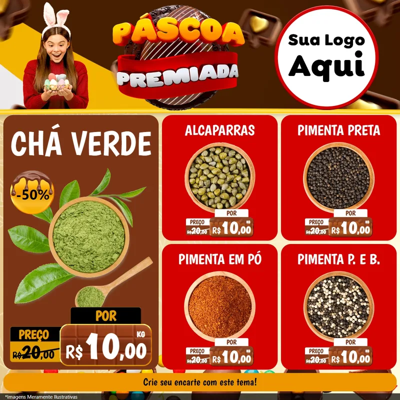 Modelo de Rede Social para Feed Facebook com o tema Páscoa Premiada para Produtos Naturais