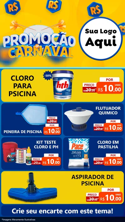 Modelo de TV para TV Vertical com o tema Promoção de Carnaval para Produtos para Piscina